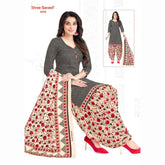 Cloudy Grey Printed Kurti with Cashmere Patiala Pant and Dupatta - Cotton Fabric